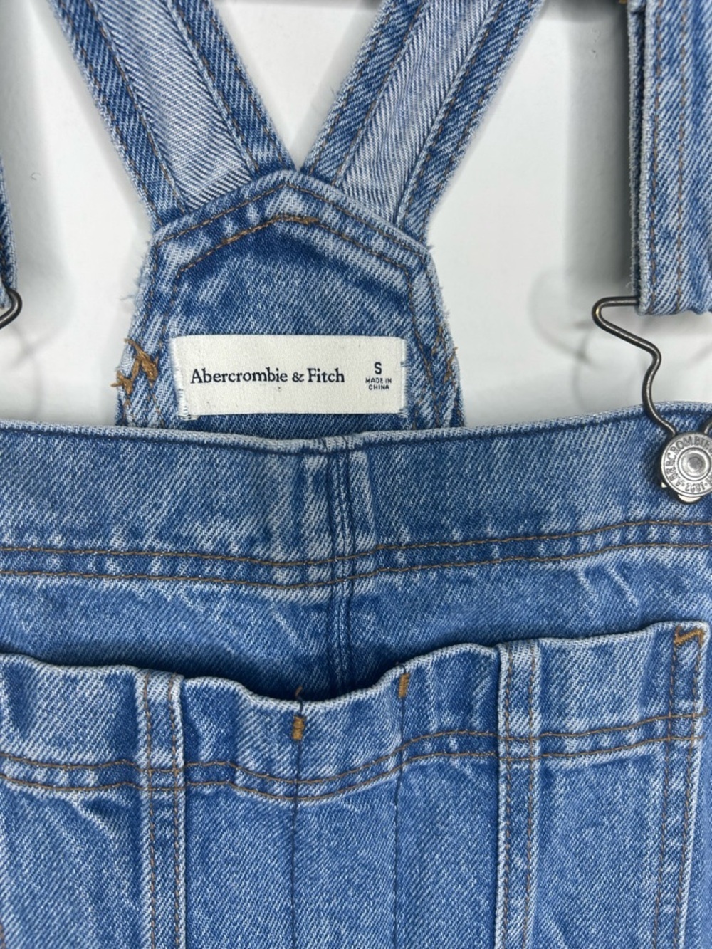 Abercrombie & Fitch distressed denim cotton bib overalls size small - Picture 3 of 8